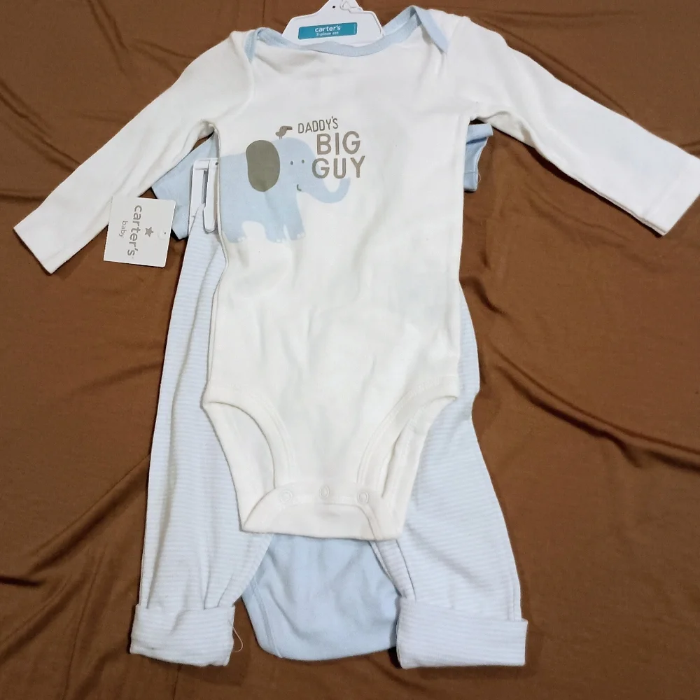 NWT Carters 3pc Elephant Baby‎ Boy Set